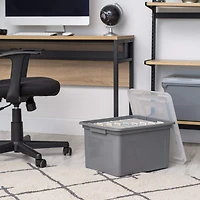 IRIS Gray & Clear 35qt. Snap Tight Plastic File Organizer Box With Lid