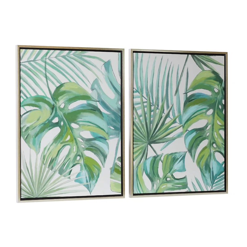 CosmoLiving by Cosmopolitan Set of 2 Green Canvas Wall Art 24", 32"