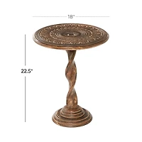 22" Brown Traditional Mango Wood Accent Table