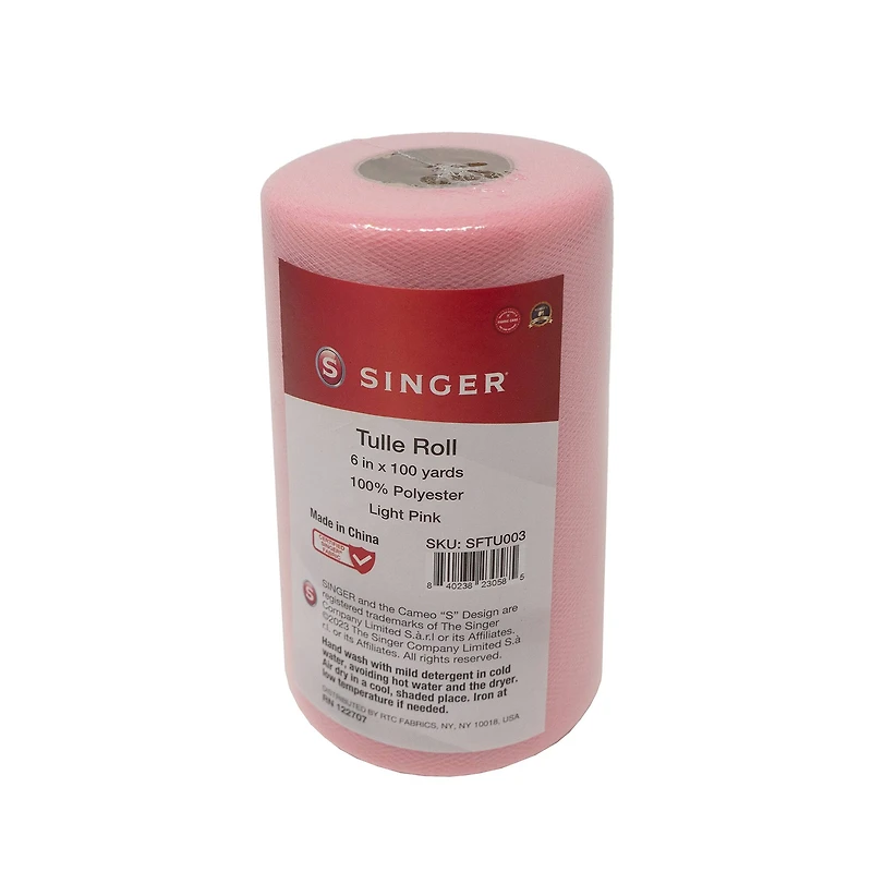 SINGER® Light Pink Tulle Fabric Roll, 6" x 100yd.