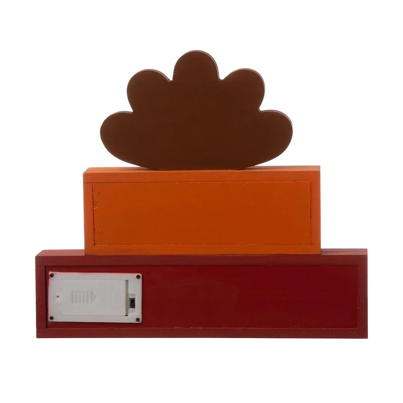 Glitzhome® 12" Pre-Lit Thanksgiving Wooden Turkey Table Décor LED Lights