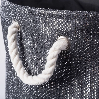 DII® 12" Lurex Black & Silver Round Paper Bin