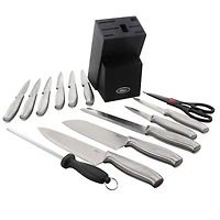 Oster Edgefield 14 Piece Stainless Steel Cutlery Knife Set with Black Knife Block