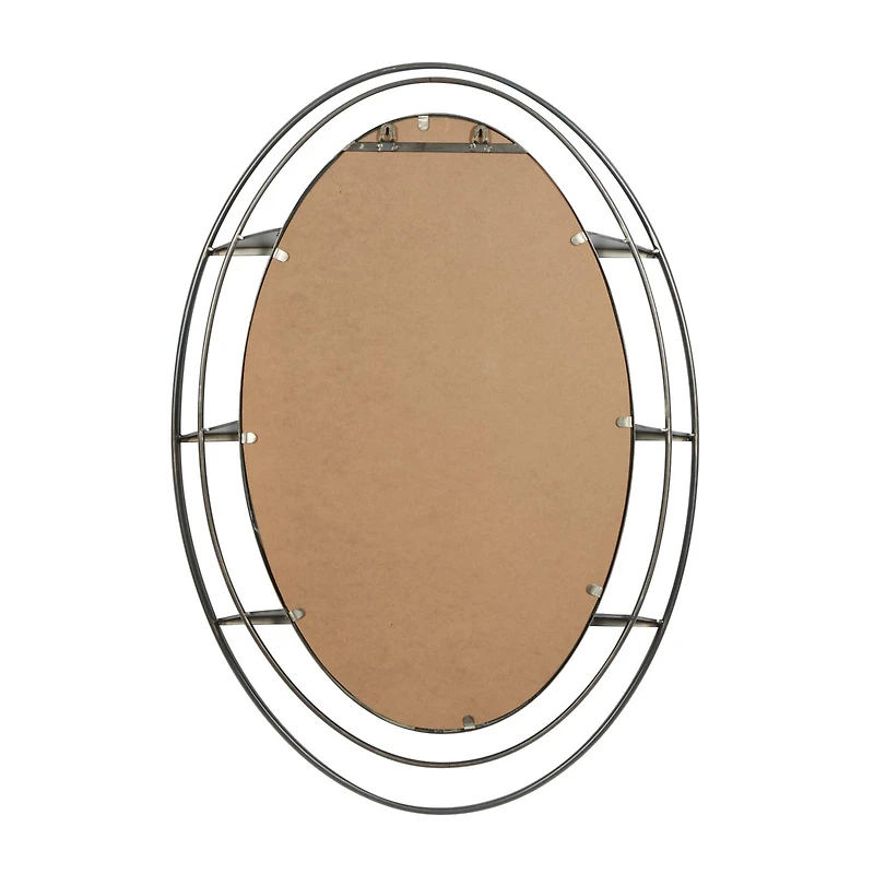 Silver Metal Modern Wall Mirror, 36" x 25" x 6"