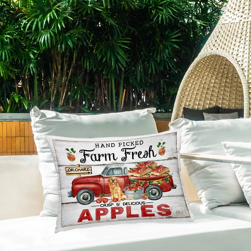 Stupell Industries Farm Fresh Apples Truck Outdoor Printed Pillow