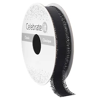 5/8" x 7yd. Black Metallic Fringe Ribbon by Celebrate It™ Classic