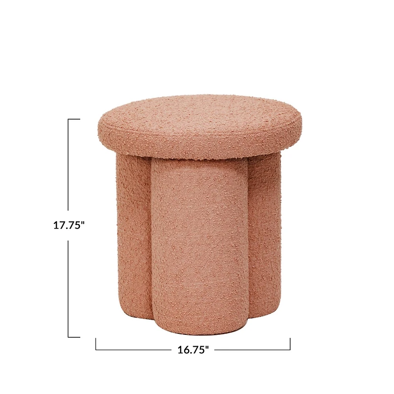 Hello Honey® Round Pink Bouclé Fabric Upholstered Stool