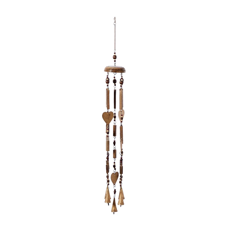 33" Gold Metal Charmed Hearts Coastal Windchime