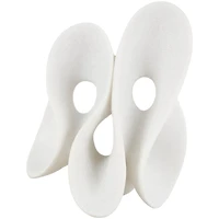 12.5" White Polystone Abstract Wavy Shaped Sculpture with Cutouts and Speckled Texturing