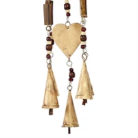 33" Gold Metal Charmed Hearts Coastal Windchime