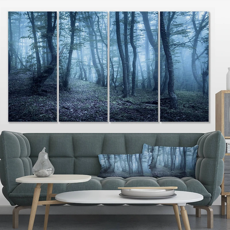 Designart - Spring Foggy Forest Trees
