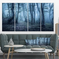 Designart - Spring Foggy Forest Trees
