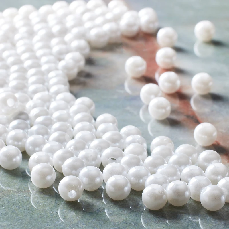 12 Pack: White Pearl Round Beads by Bead Landing