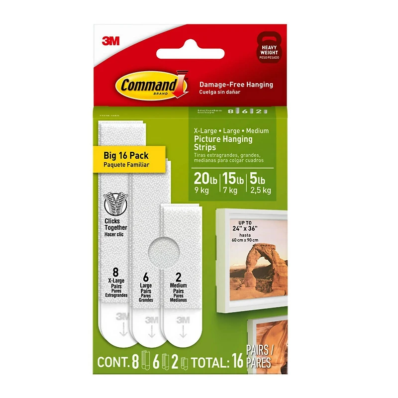 3M Command™ White Picture Hanging Strip Mixed Pack