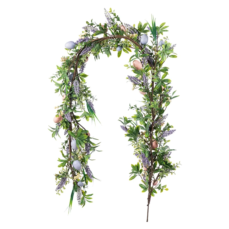 Glitzhome® 72" Easter Egg & Lavender Garland