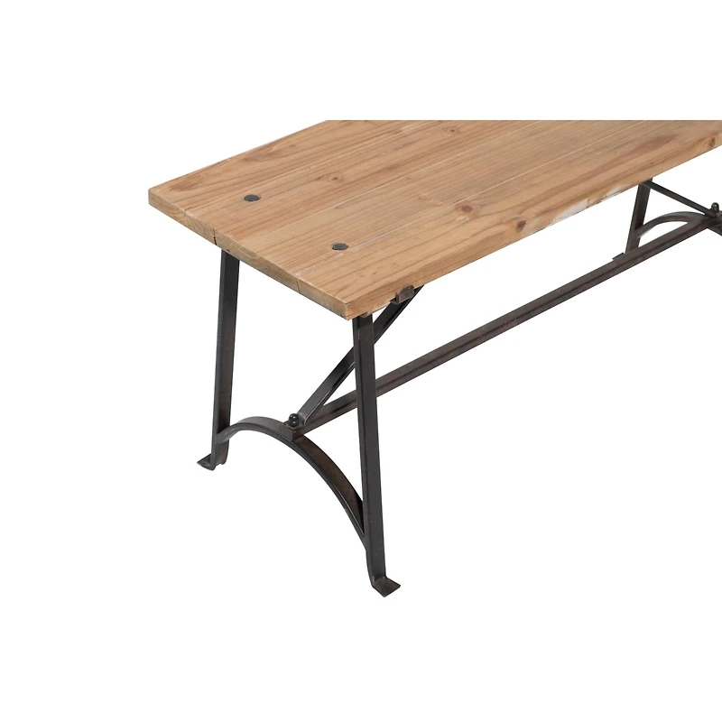 3.5ft. Beige Chinese Fir and Metal Industrial Bench