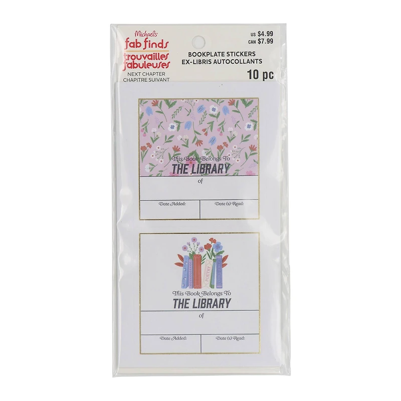 Pink Floral Bookplate Stickers by Fab Finds