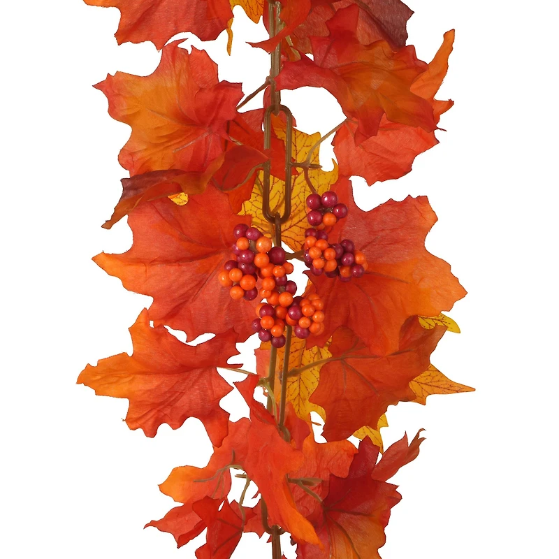 6ft. Orange, Red & Yellow Maple Leaf & Berries Chain Garland by Ashland®