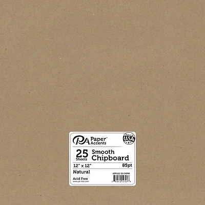 PA Paper™ Accents Natural 12" x 12" 85pt. Heavy Chipboard, 25 Sheets