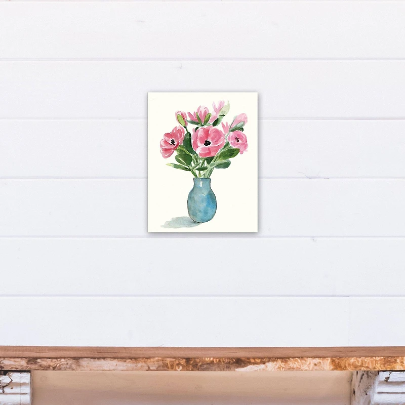 Blue Vase Florals 11" x 14" Canvas Wall Art