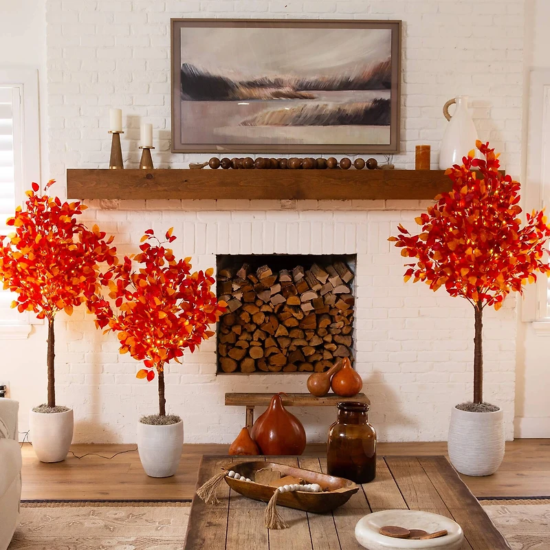 6ft. Pre-Lit Autumn Artificial Fall Tree with 300 Warm White LED Lights