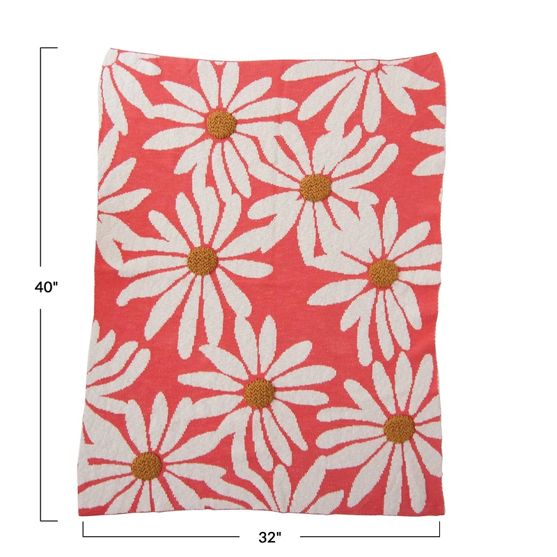Hello Honey® Coral Flower Prints Cotton Knit Baby Blanket