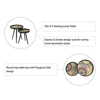 Glitzhome® Nesting Side Table with Polygonal Star Pattern Tray Top Set