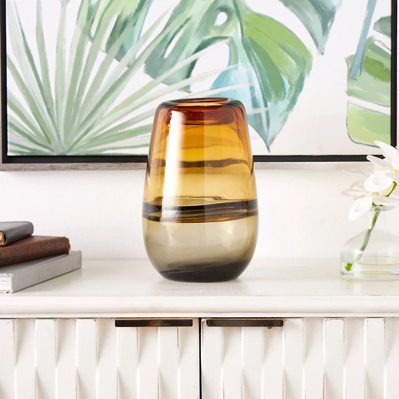 9" Orange Ombre Glass Vase