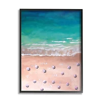 Stupell Industries Warm Blue Tide Umbrella Beach Coastal Landscape Painting Framed Wall Art