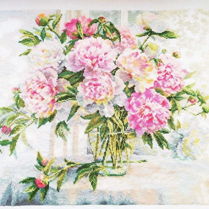 Alisa Peonies By The Window Cross Stitch Kit