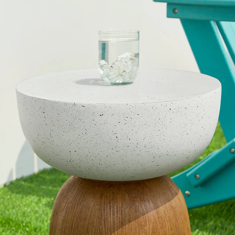 Glitzhome® 17.75" Geometric Faux Terrazzo & Wood Texture Garden Stool
