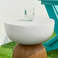 Glitzhome® 17.75" Geometric Faux Terrazzo & Wood Texture Garden Stool