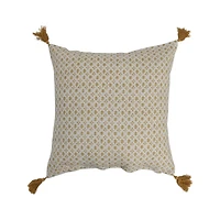 Hello Honey® Mustard Pattern Cotton Pillow with Tassels