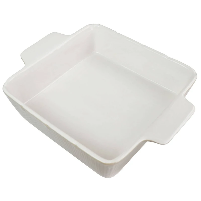 Martha Stewart 12.2" Taupe Ceramic Square Baker