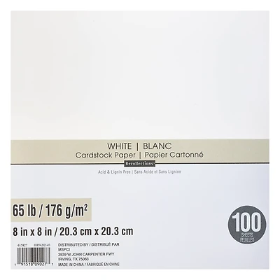 12 Packs: 100 ct. (1,200 total)  White 8" x 8" Cardstock Paper by Recollections™