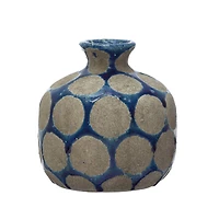 5'' Blue Terra Cotta Vase with Wax Relief Dots