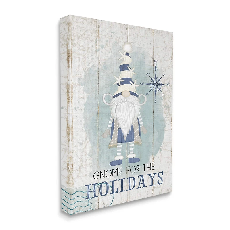 Stupell Industries Gnome For The Holidays Nautical Canvas Wall Art