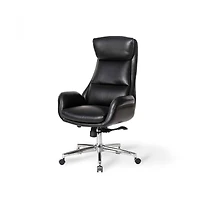 Glitzhome® Mid-Century Modern Faux Leather Adjustable High Back Swivel Office Chair
