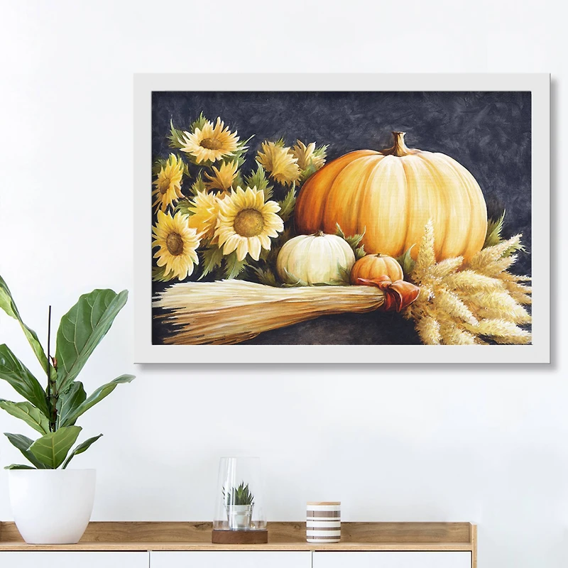 Navy Harvest Still White Framed Print Under Plexiglass