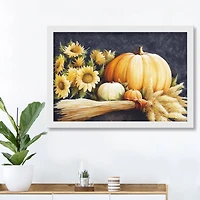 Navy Harvest Still White Framed Print Under Plexiglass