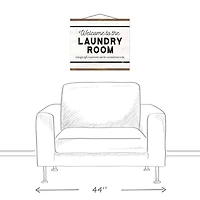 Welcome Laundry Room 20" x 16" Teak Hanging Canvas