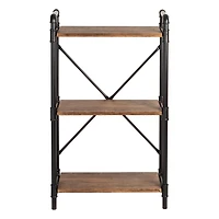 Honey Can Do 3-Tier Industrial Black Bookshelf