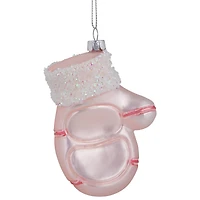 Baby's 1st Christmas Pink Mitten Glass Ornament