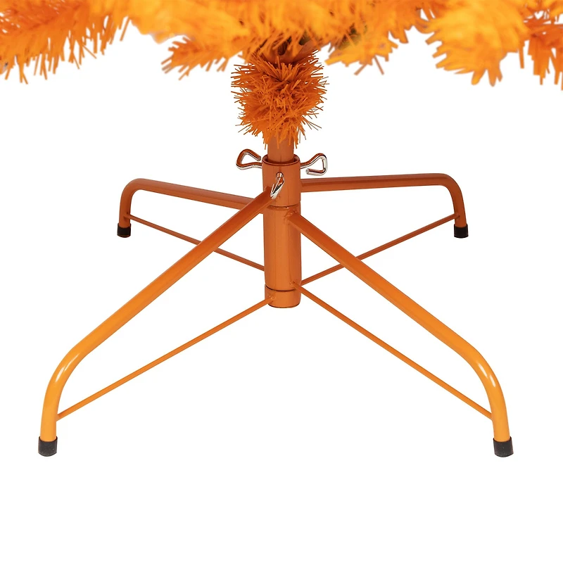 7ft. Pre-Lit Medium Orange Pine Artificial Christmas Tree, Clear Lights