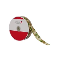 7/8" x 24ft. Pinecone Faux Linen Wired Ribbon by Celebrate It®