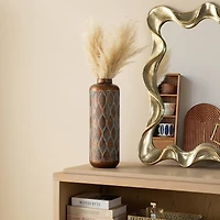 Glitzhome® Antique Gold with Verdigris Finish Cylinder Metal Floor Vases Set