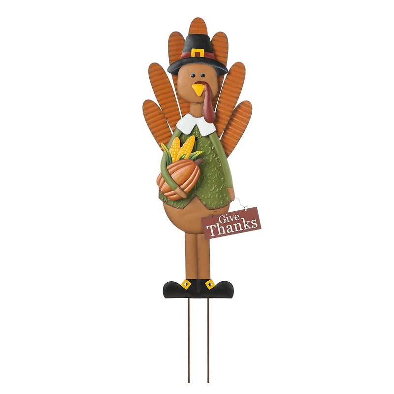 Glitzhome® 36" Thanksgiving Metal Turkey Standing Or Hanging Yard Stake