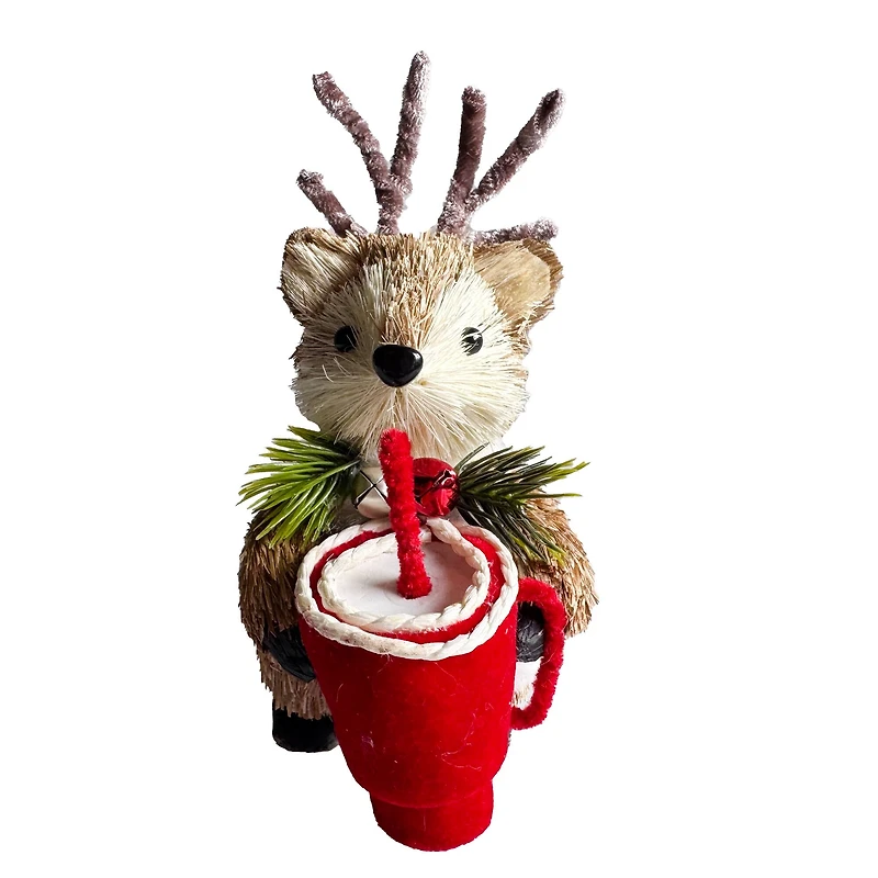 7.5" Fox with Holiday Drink Natural Décor by Ashland®