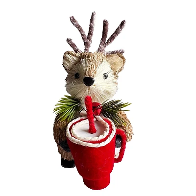 7.5" Fox with Holiday Drink Natural Décor by Ashland®