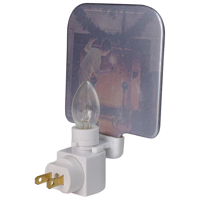 6" Norman Rockwell 'Is He Coming' Glass Christmas Night Light